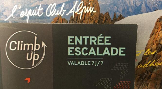 Tickets Climb Up en vente à l'accueil du club image article